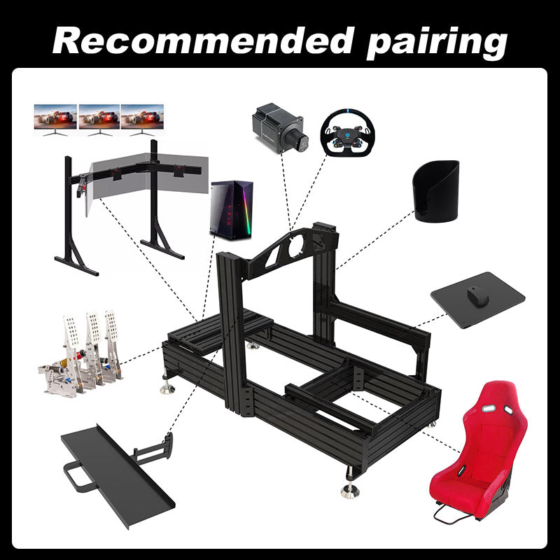 Professional Aluminum Sim Racing Cockpit Rig Adjustable Racing Simulator Frame Direct Drive Wheel Mount Immersive Gaming Setup